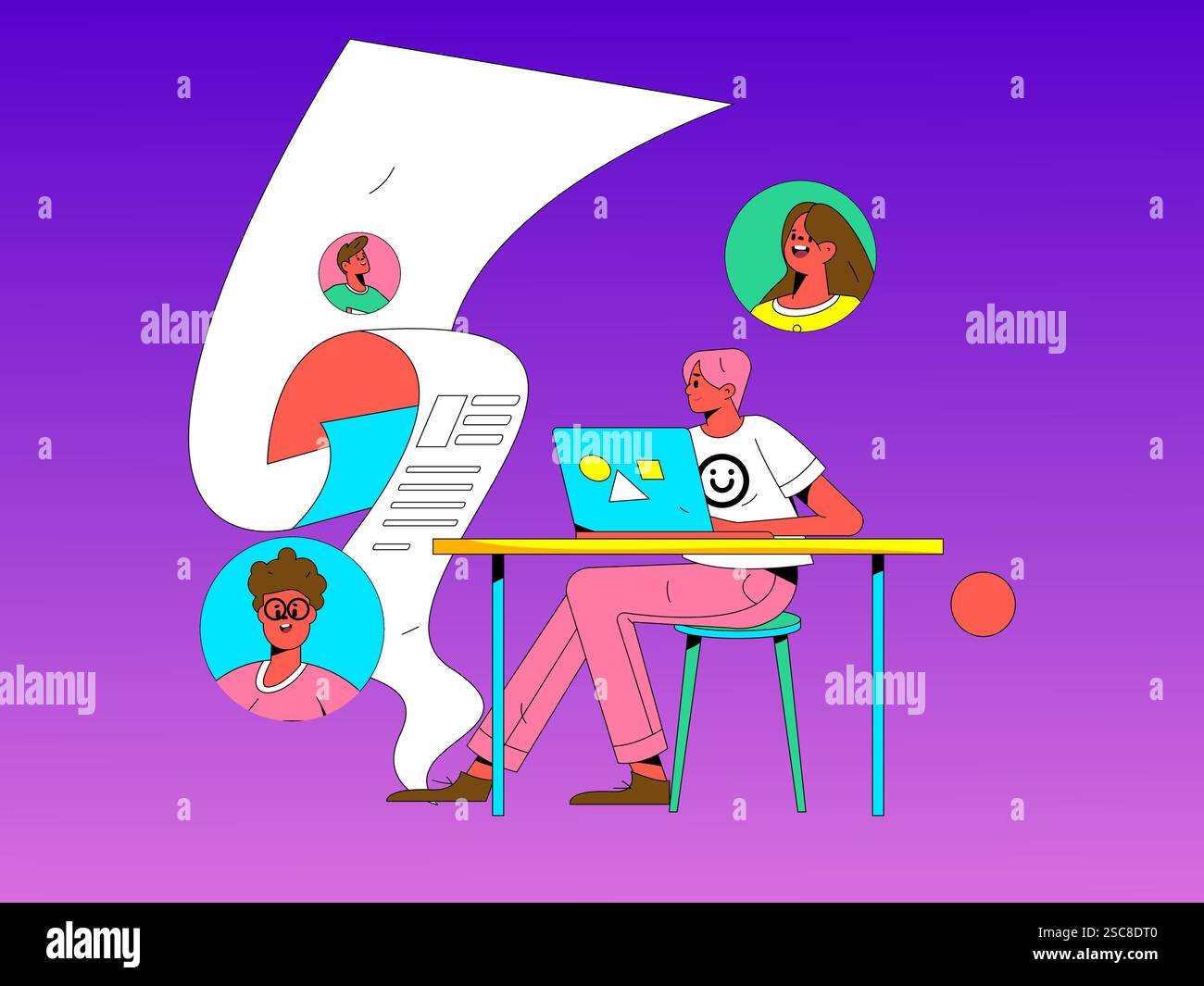 Personnel doing job interview flat vector concept operation hand drawn illustration Stock Vector