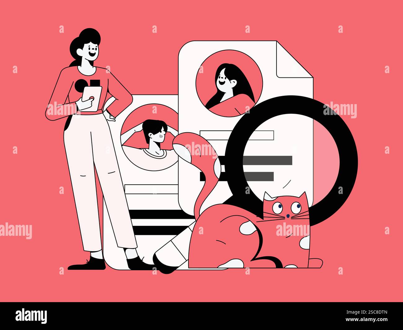 Personnel doing job interview flat vector concept operation hand drawn illustration Stock Vector