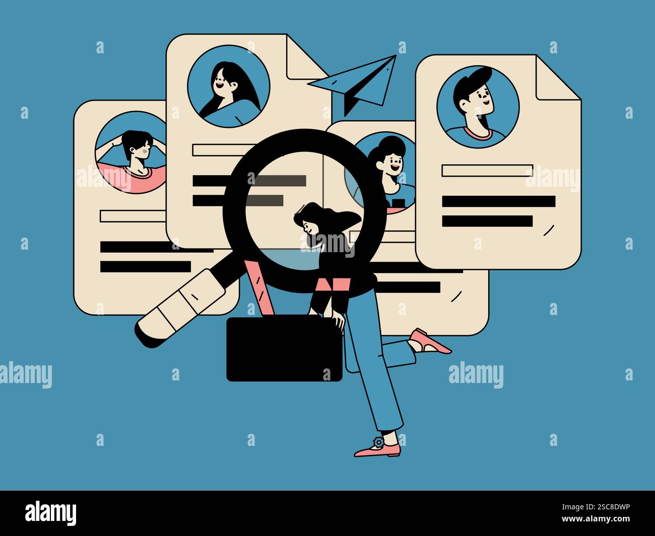 Personnel doing job interview flat vector concept operation hand drawn illustration Stock Vector