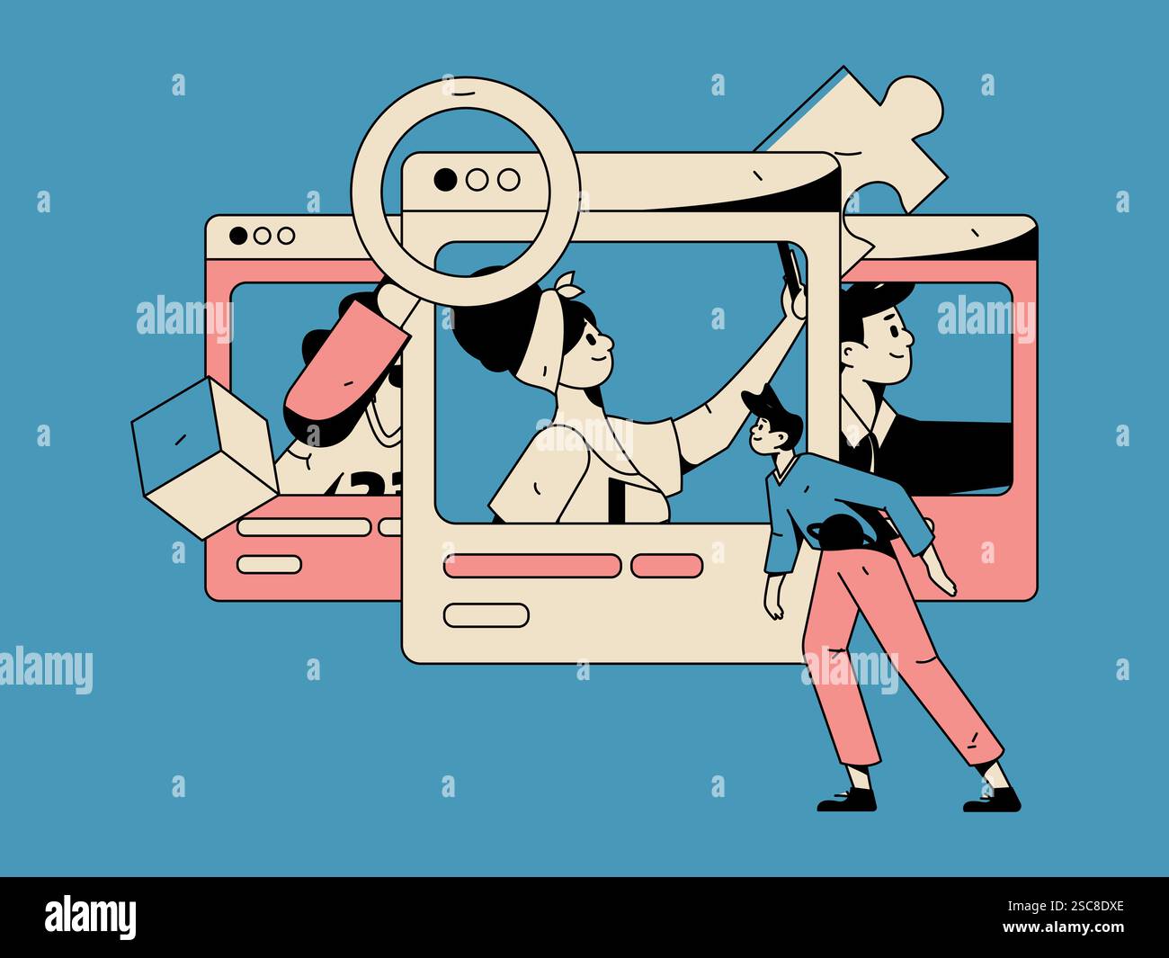 Personnel doing job interview flat vector concept operation hand drawn illustration Stock Vector