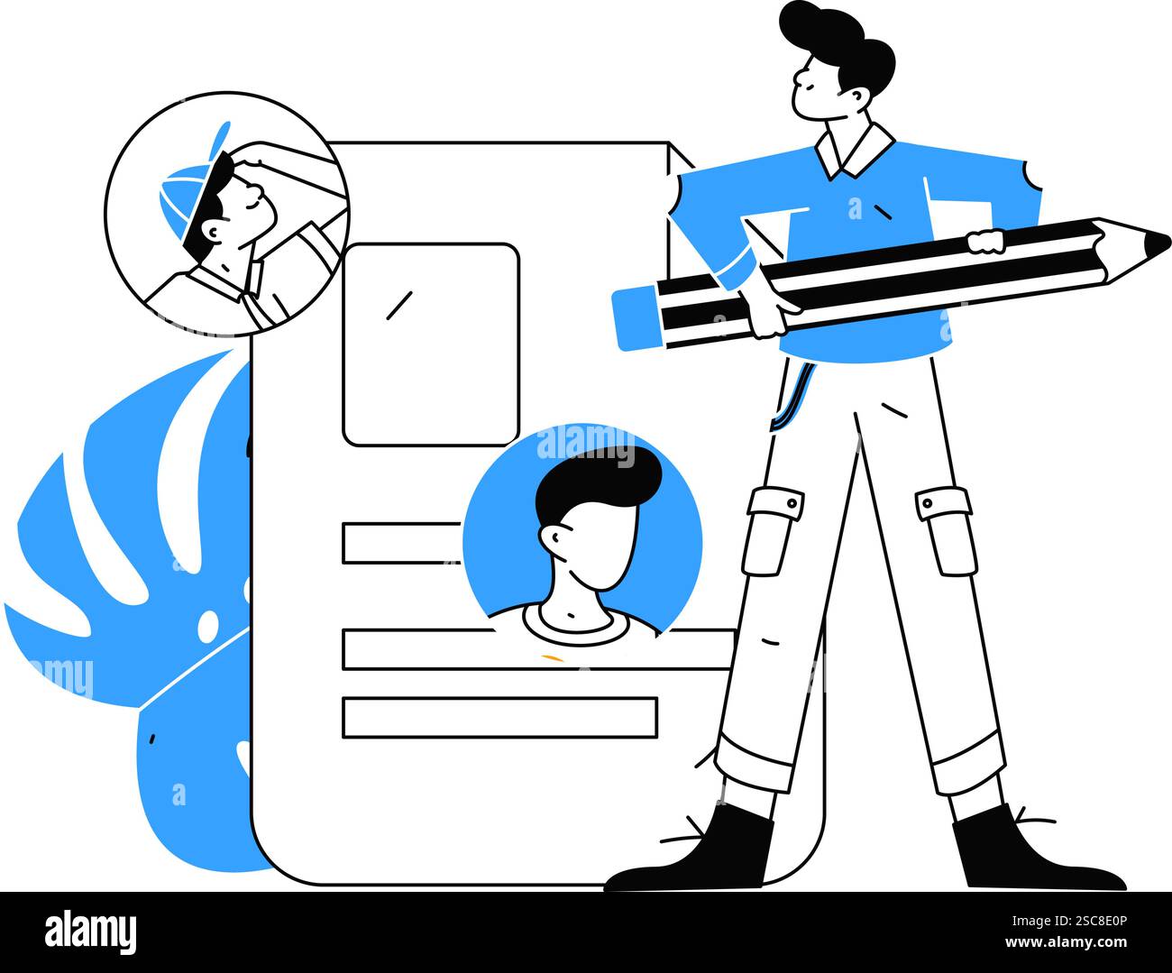 Personnel doing job interview flat vector concept operation hand drawn illustration Stock Vector