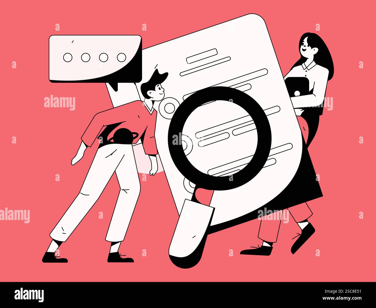 Personnel doing job interview flat vector concept operation hand drawn illustration Stock Vector