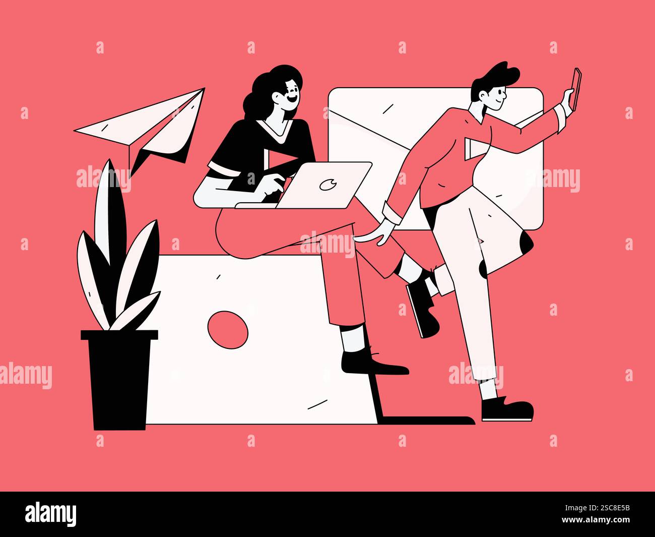 Personnel doing job interview flat vector concept operation hand drawn illustration Stock Vector