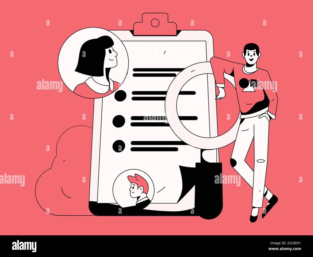 Personnel doing job interview flat vector concept operation hand drawn illustration Stock Vector