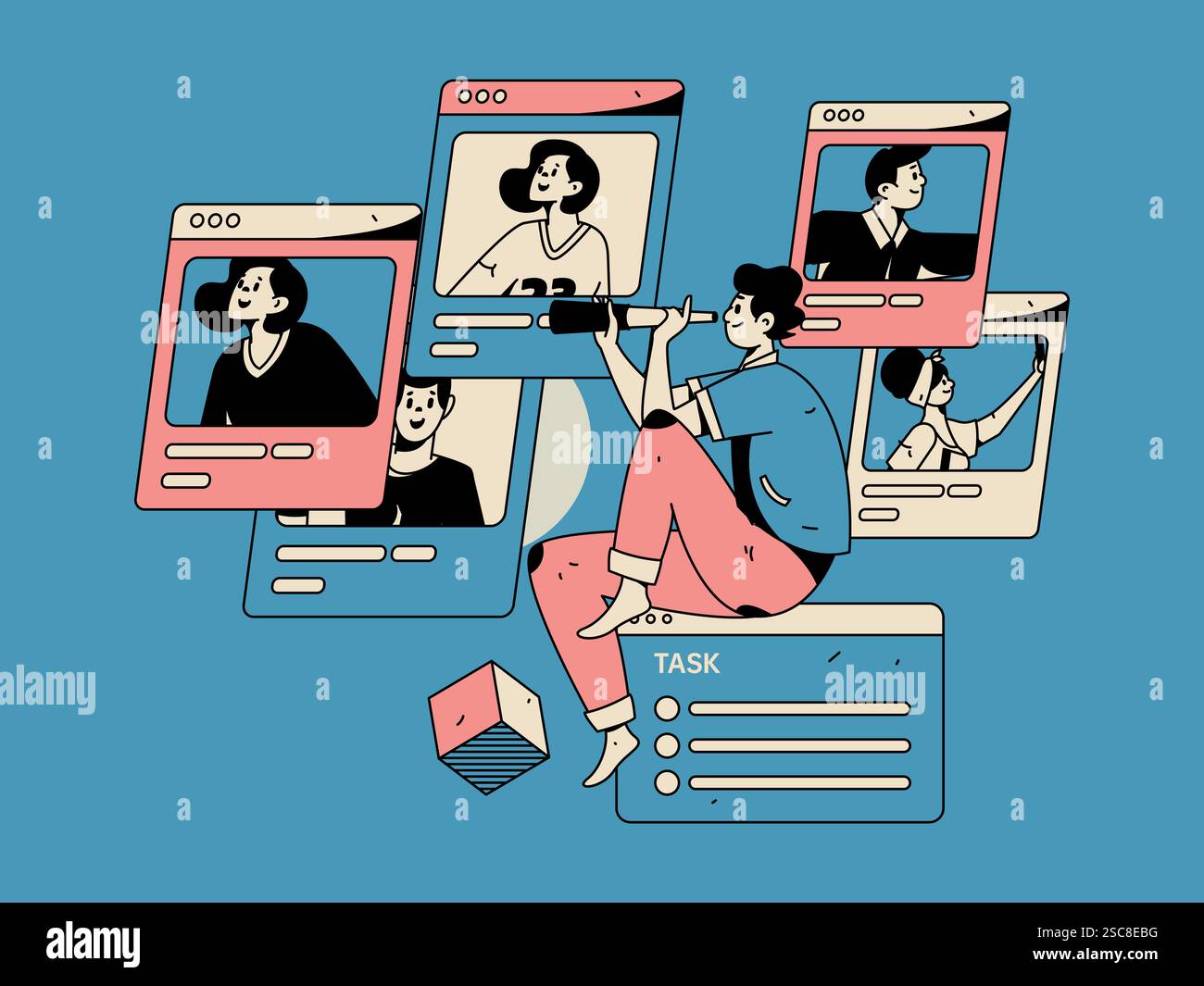 Personnel doing job interview flat vector concept operation hand drawn illustration Stock Vector