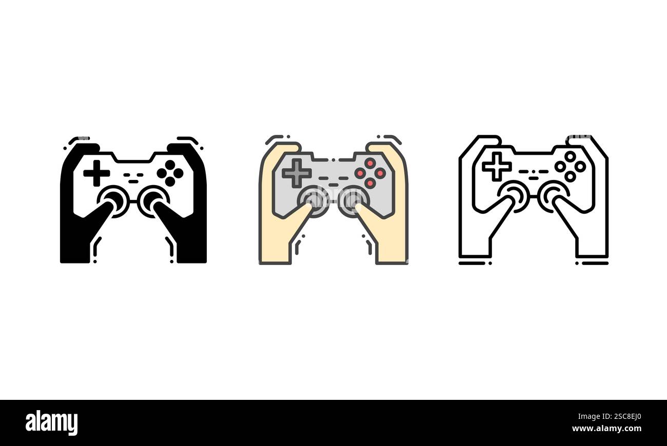 game controller icon - symbolizing gaming as a hobby. vector icon with Outline, Glyph and Filled Outline Style Stock Vector
