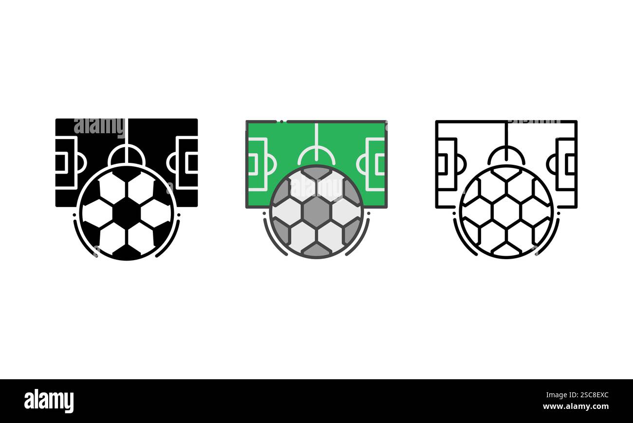 football icon - symbolizing the love for the sport and the hobby of playing football. vector icon with Outline, Glyph and Filled Outline Style Stock Vector