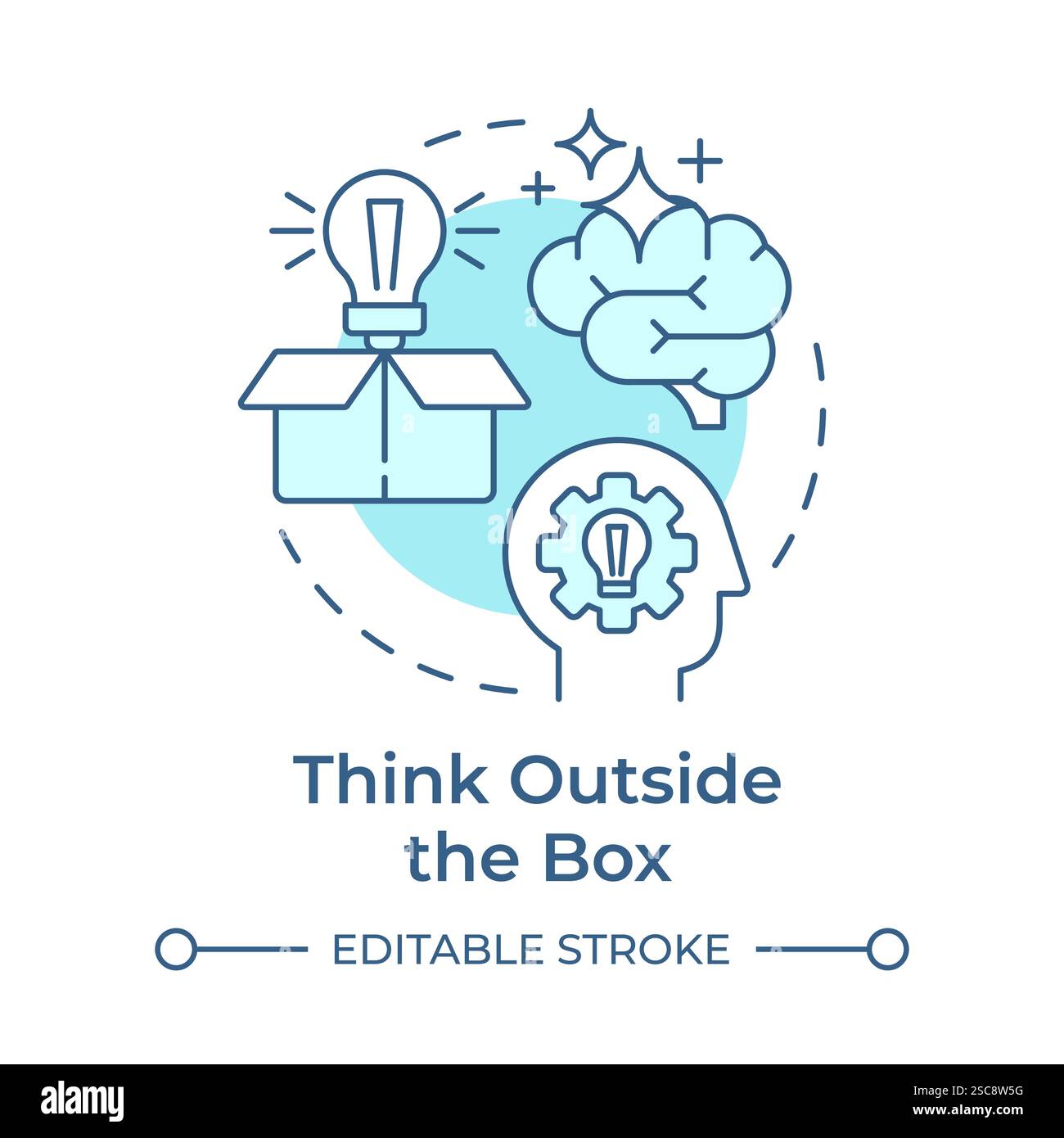 Think outside the box soft blue concept icon Stock Vector
