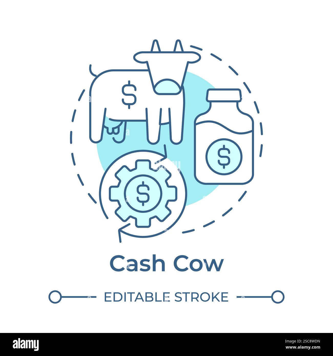 Cash cow soft blue concept icon Stock Vector