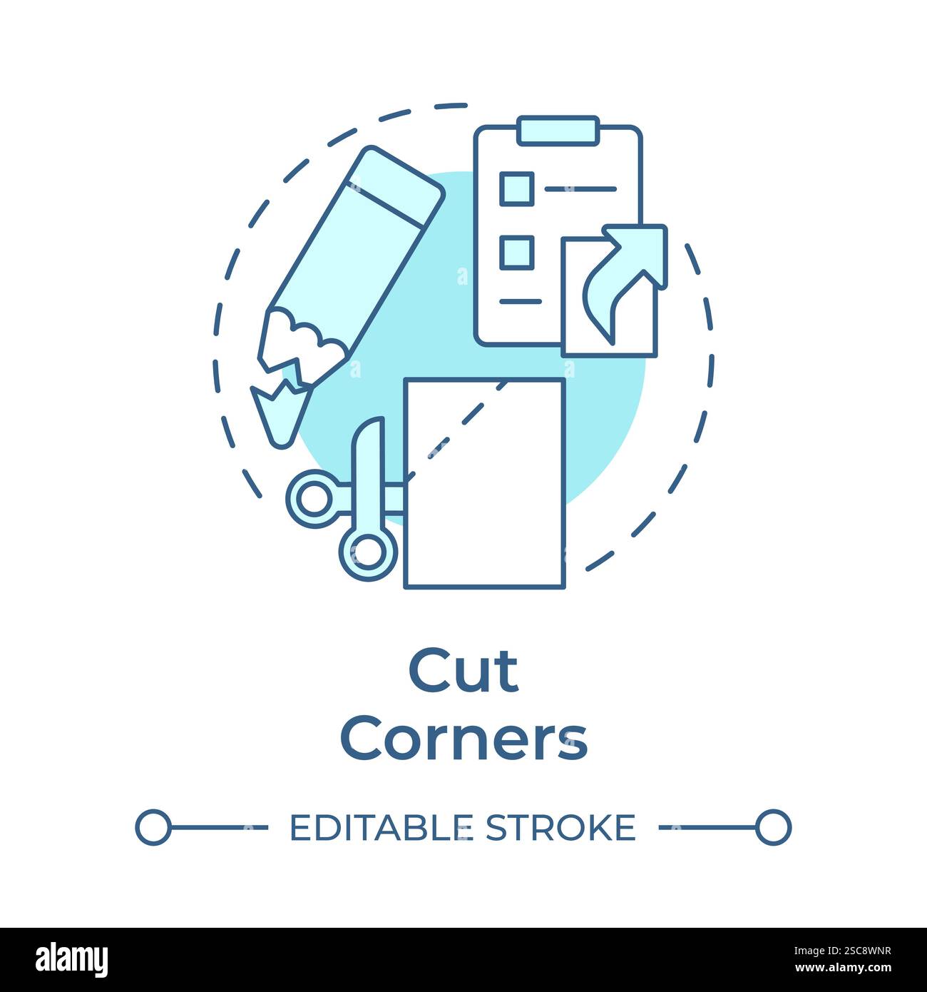 Cut corners soft blue concept icon Stock Vector
