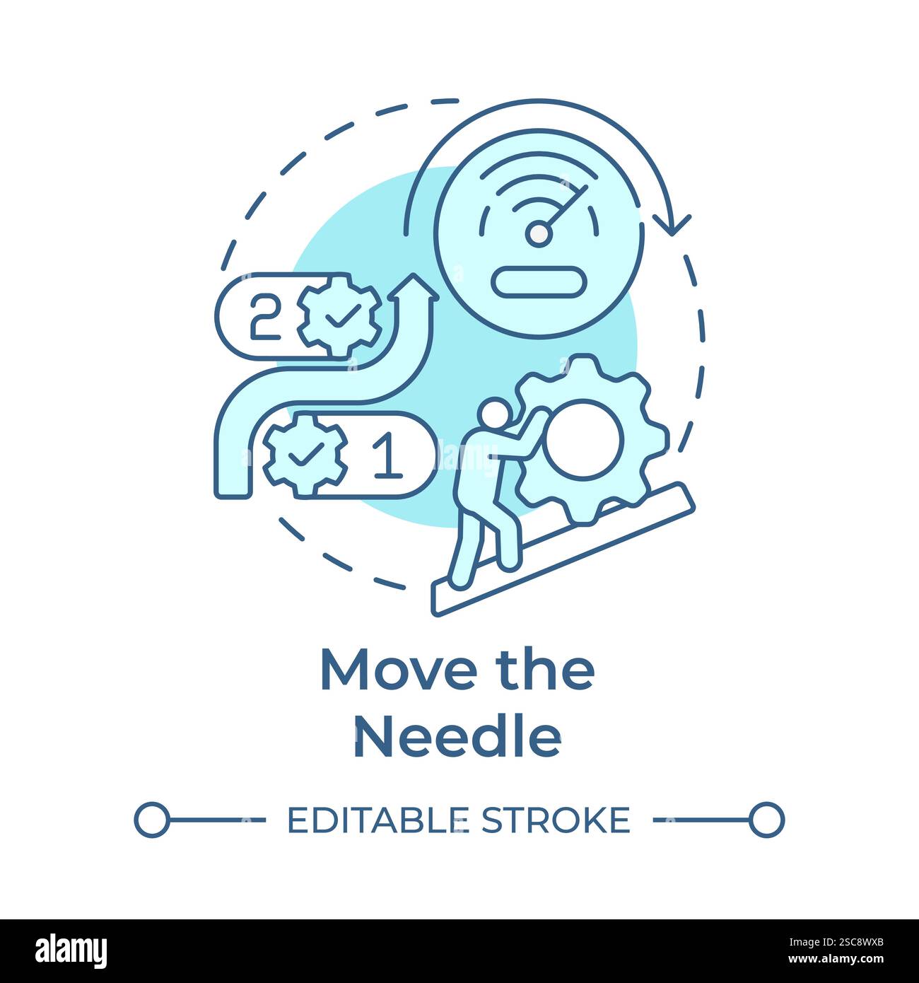 Move the needle soft blue concept icon Stock Vector