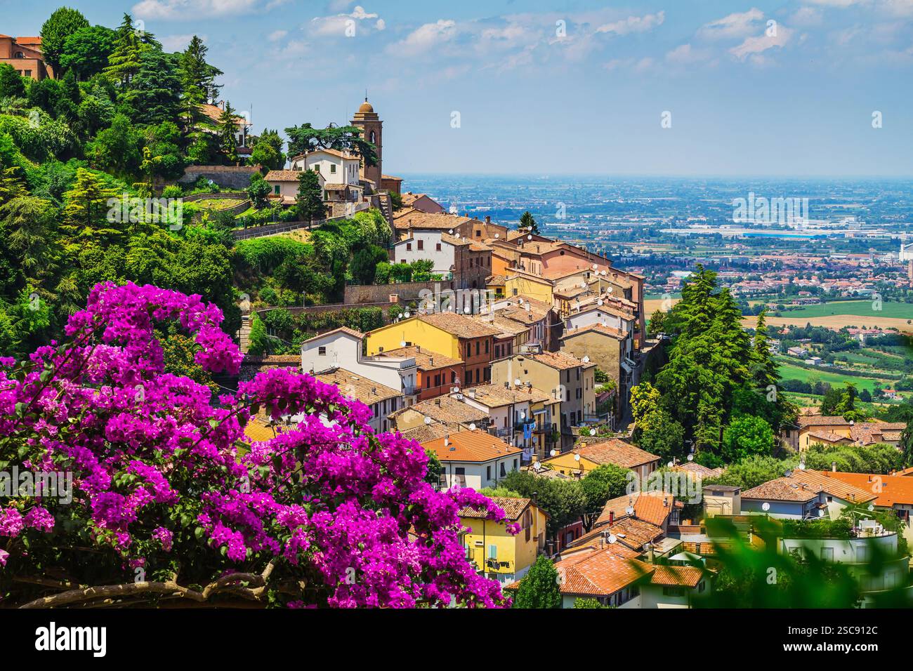 landscape with roofs of houses in small tuscan town in province, Italy ...
