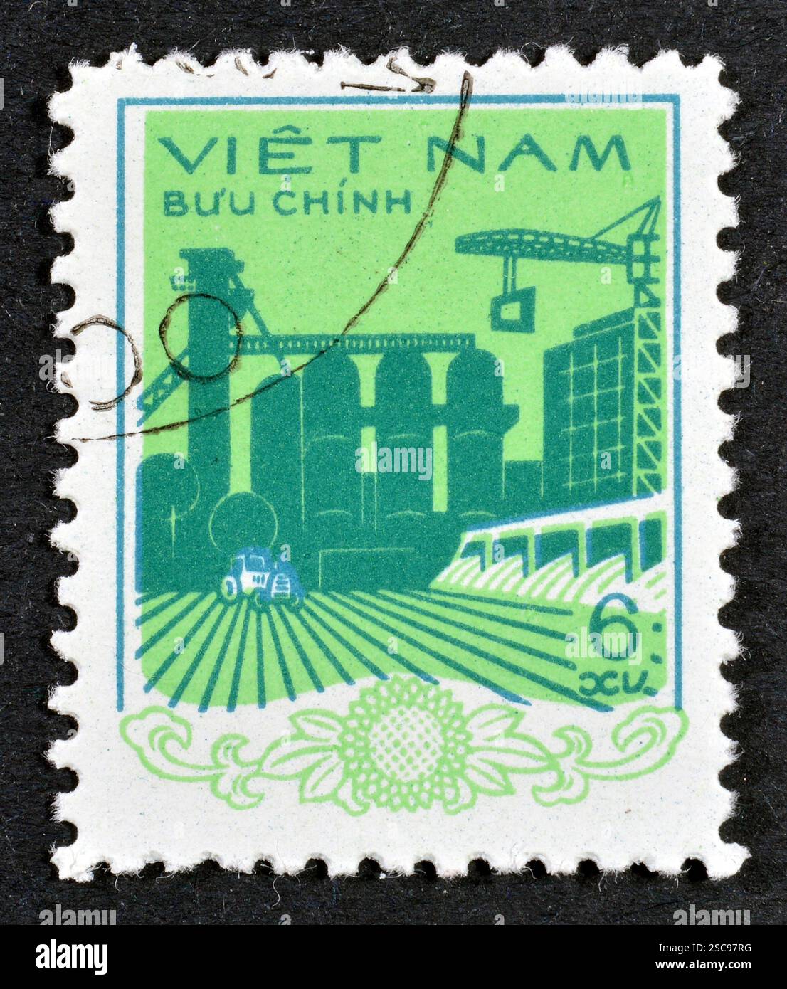 Cancelled postage stamp printed by Vietnam, that shows Industry ...