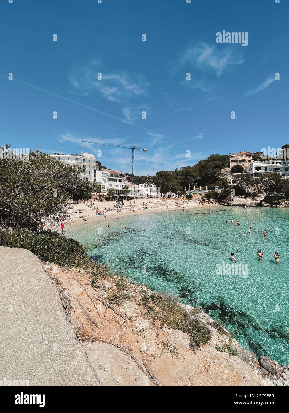 Platja de Santanyí, Santanyí Beach, Mallorca, Illes Balears, Spain, Balearic Islands | Stunning clear water beach in Mallorca on East Coast - Smartphone Captured Stock Image