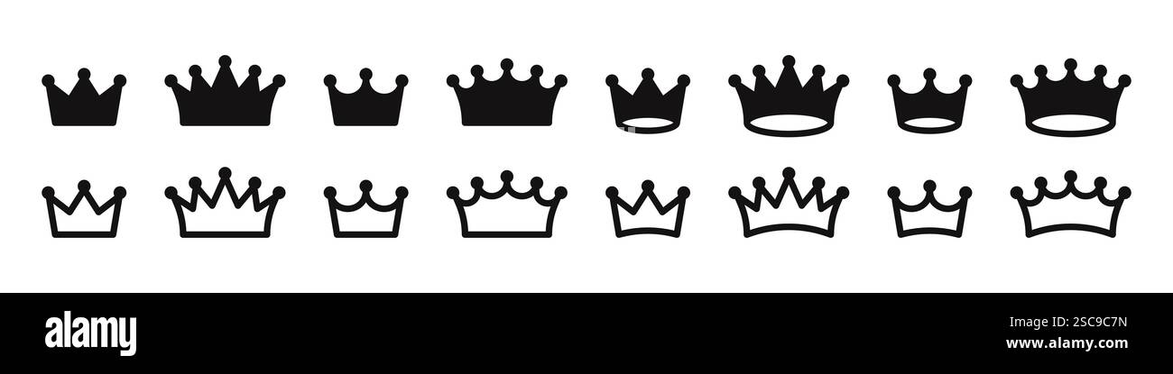 Crown icons set. Royal crown symbol collection. Vector illustration ...