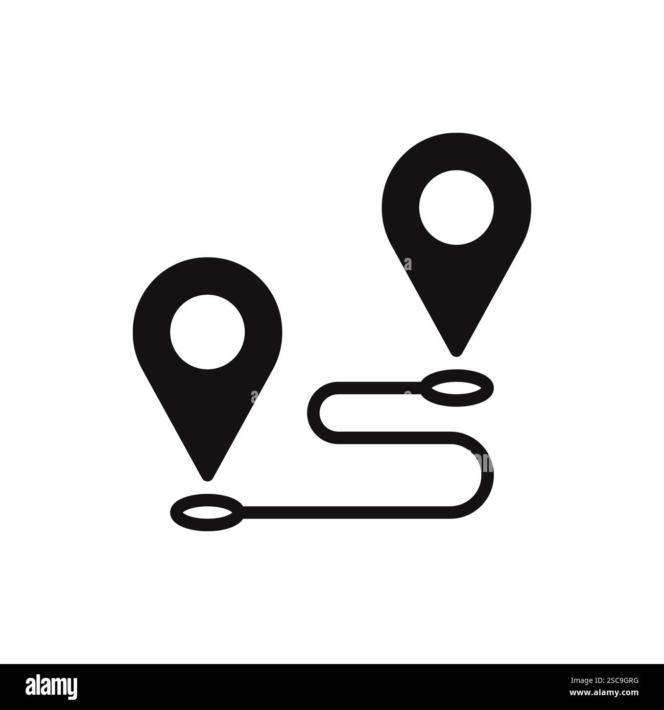 Distance and location symbol. Mapping icon. Geolocation map path. GPS ...