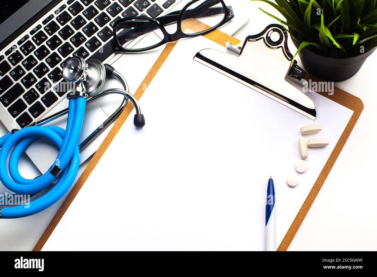 Medical stethoscope on computer keyboard Stock Photo - Alamy