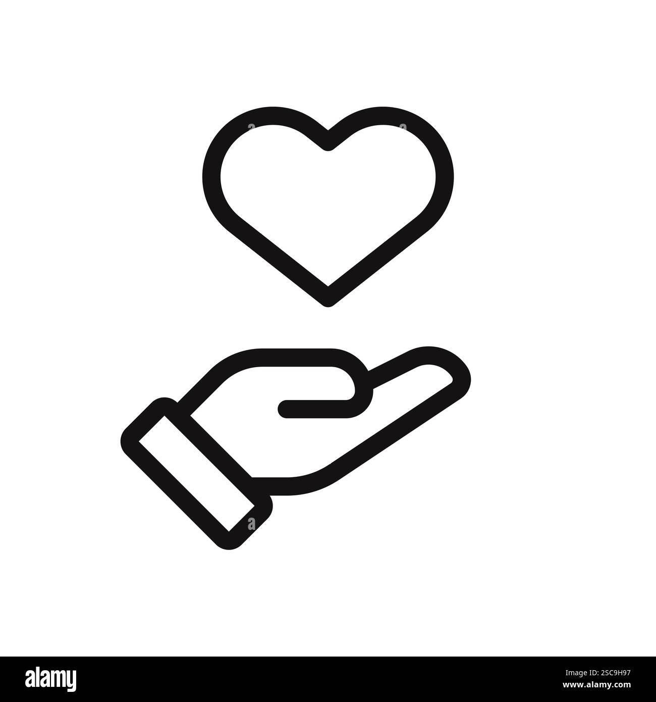 Heart in hand icons set. Hand holding heart symbol collection. Vector ...