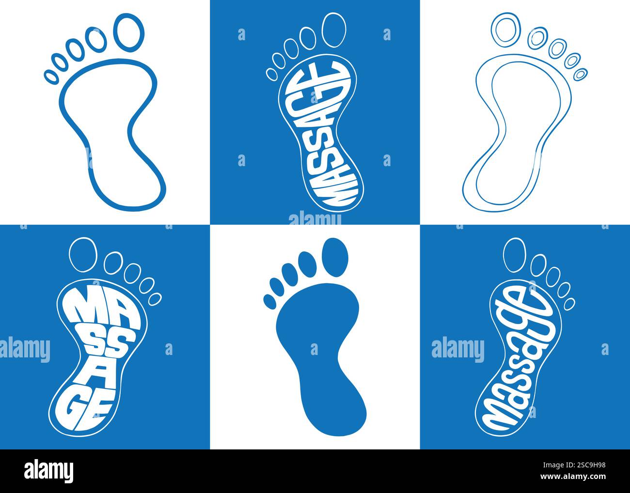 Massage foot set logo icon set. Vector illustration Stock Vector