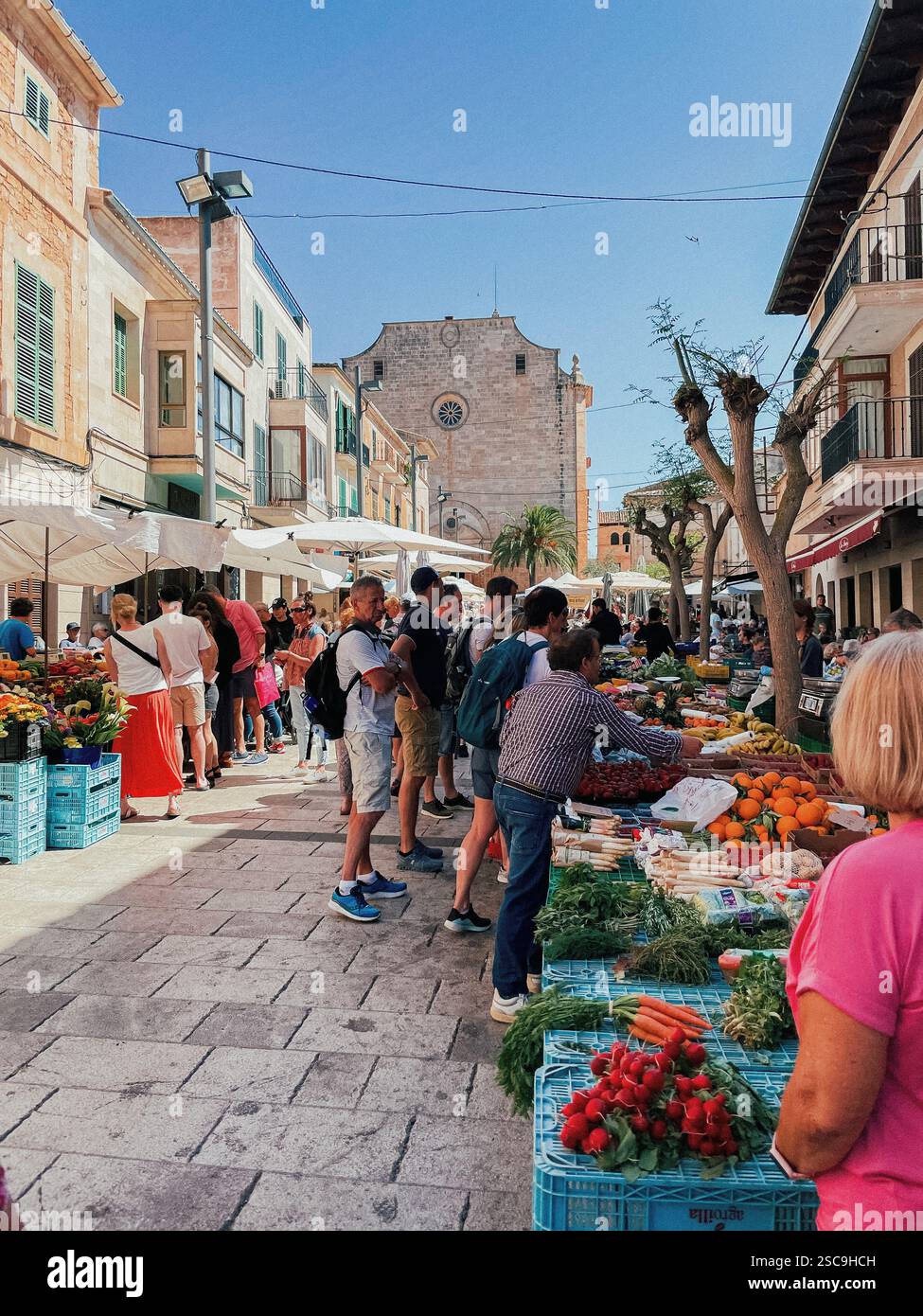 Santanyí Market, Mallorca, Balearic Islands Spain | Weekly market in the town of Santanyí on Mallorca East Coast - Smartphone Captured Stock Image