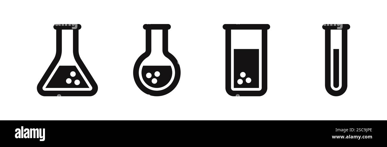 Lab flask icons set. Chemical flask, science, test tube, laboratory ...