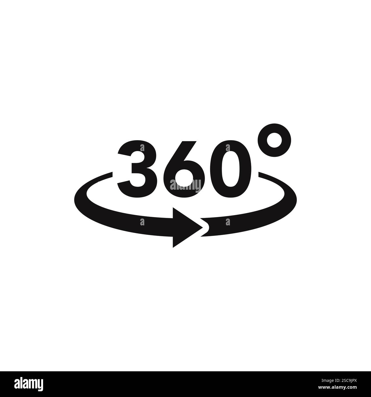 360 degrees icon. Rotation symbol. Rotation or panoramas to 360 degrees ...