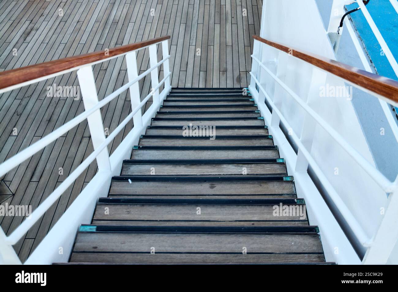 Elegant wooden stairs on a ship deck Stock Photo - Alamy