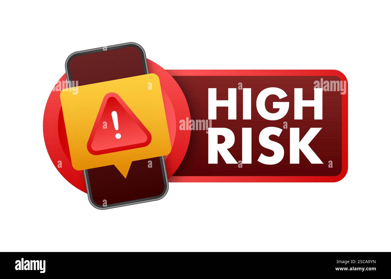Smartphone Showing High Risk Notification with Exclamation Point in Red ...