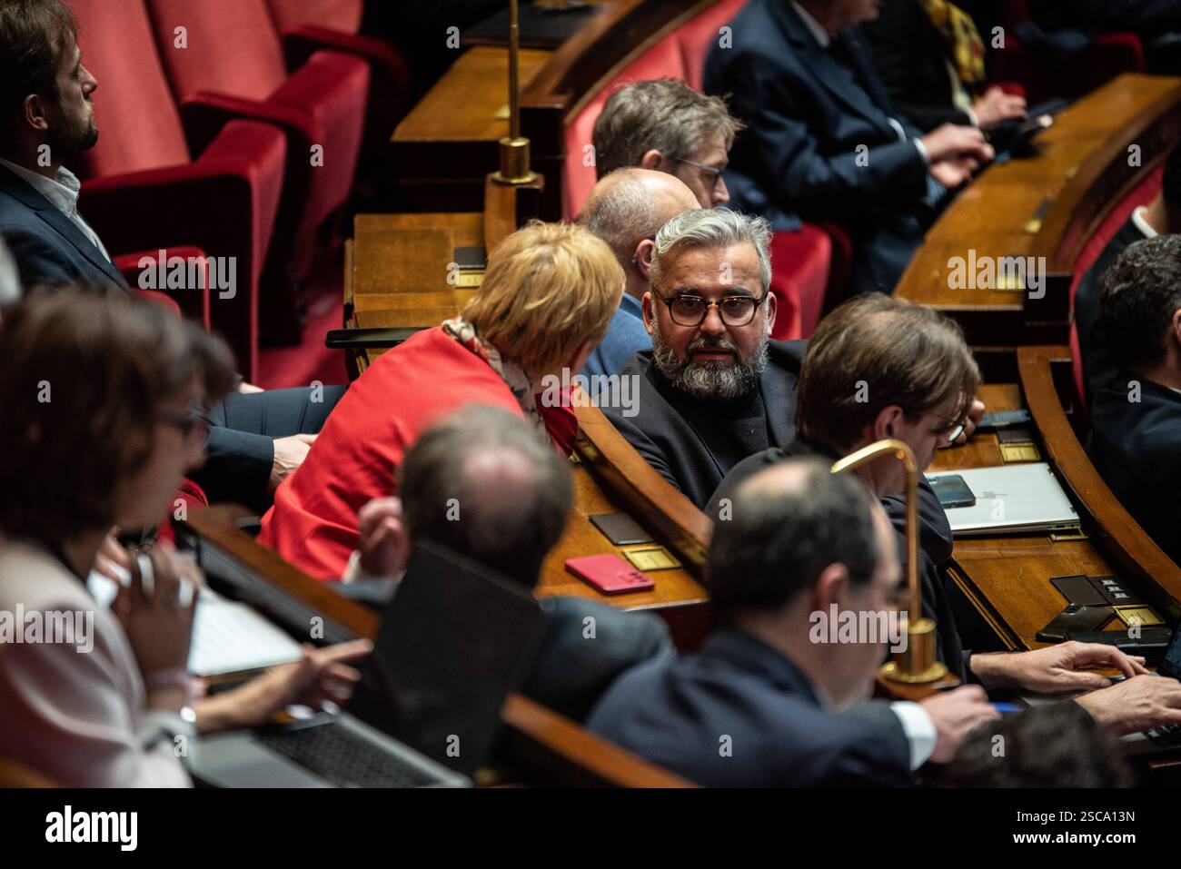 FRANCE-POLITICS-GOVERNMENT-PARLIAMENT Alexis Corbiere, MP of the Ecologist and Socialist group, in Parliament during the question time to the government. In Paris, February 5, 2025. PARIS ILE-DE-FRANCE FRANCE Copyright: xAndreaxSavoranixNerix FRANCE-POLITICS-GOVERNMENT-PARLI ASAVORANINERI-14 Stock Photo