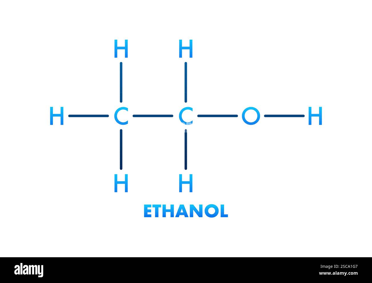 Ethanol Molecular Structure with Chemical Formula C2H6O Stock Vector ...