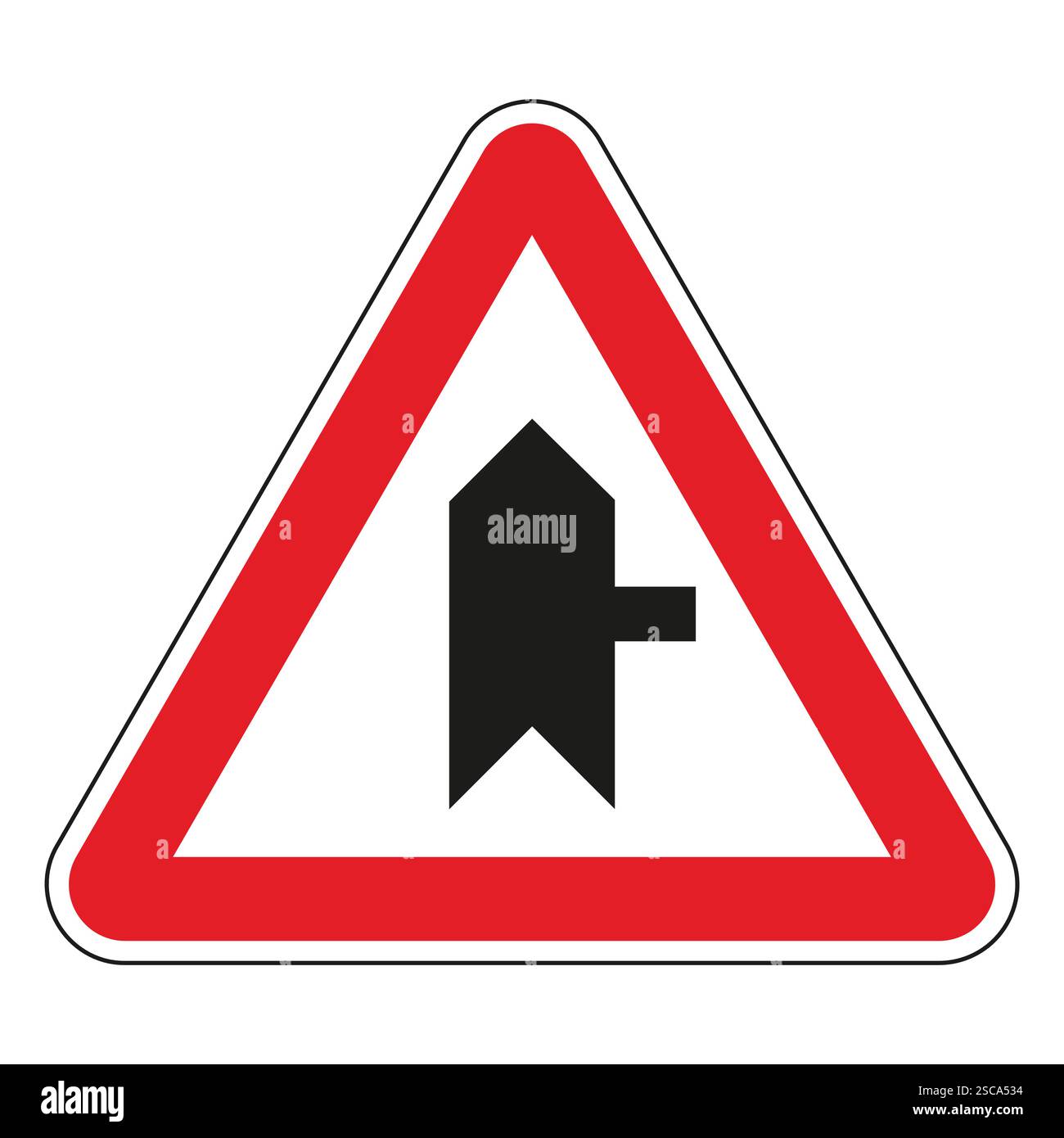 Red triangular road sign indicating an intersection with priority to ...