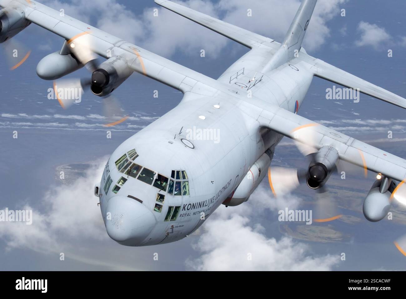Royal Netherlands Air Force Lockheed C-130 Hercules flying during an ...