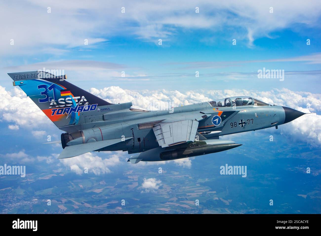 A German Air Force Panavia Tornado jet in flight during an air-to-air ...