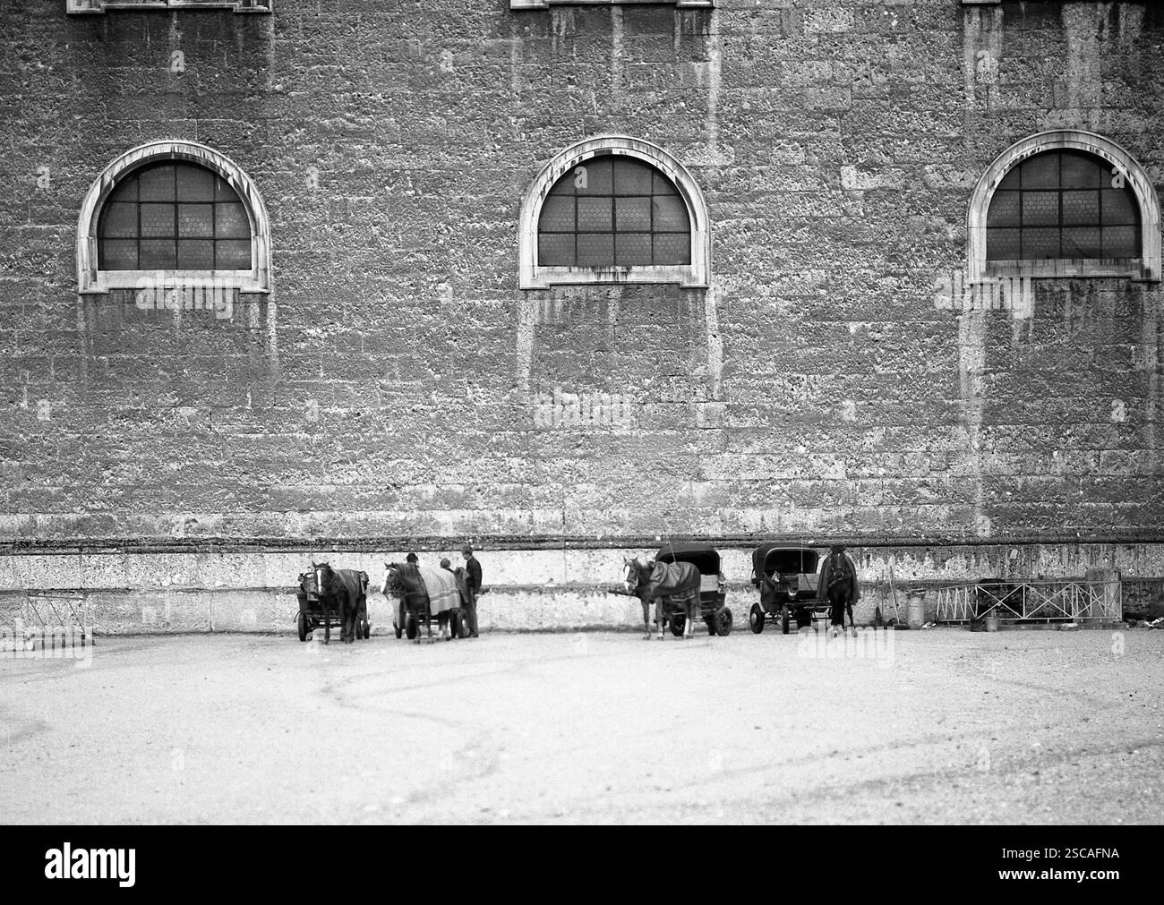 Horse carriages and carriage drivers seeming lost at the big ...
