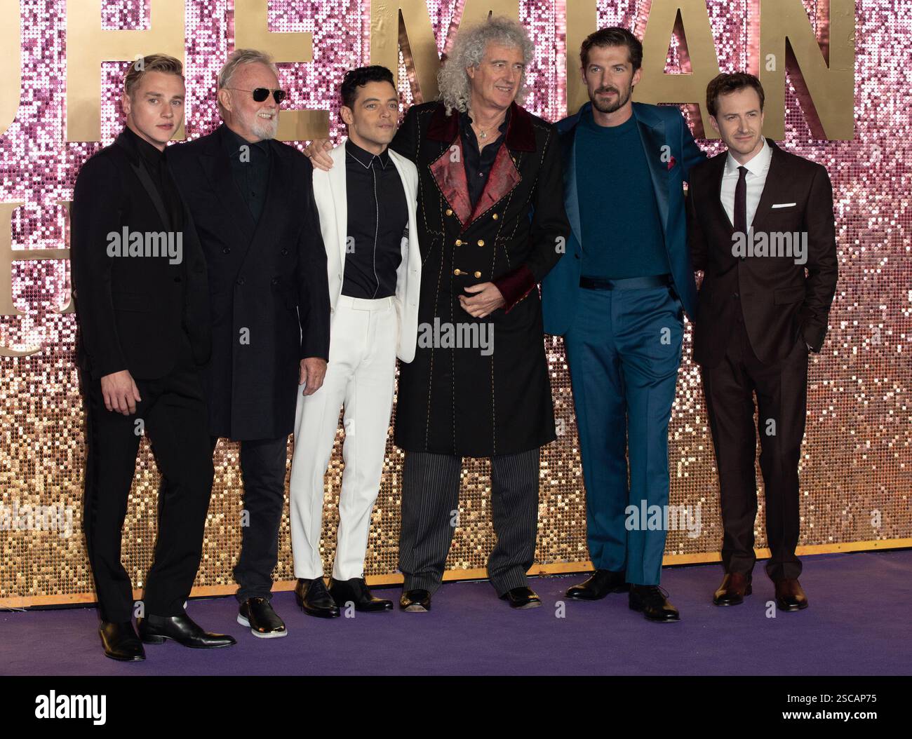 Ben Hardy, Roger Taylor, Rami Malek, Brian May, Gwilym Lee and J ...