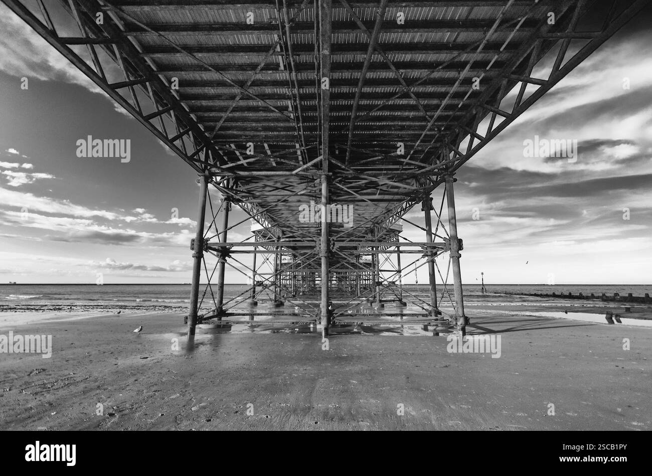 Underneath the pier in cromer norfolk Stock Photo