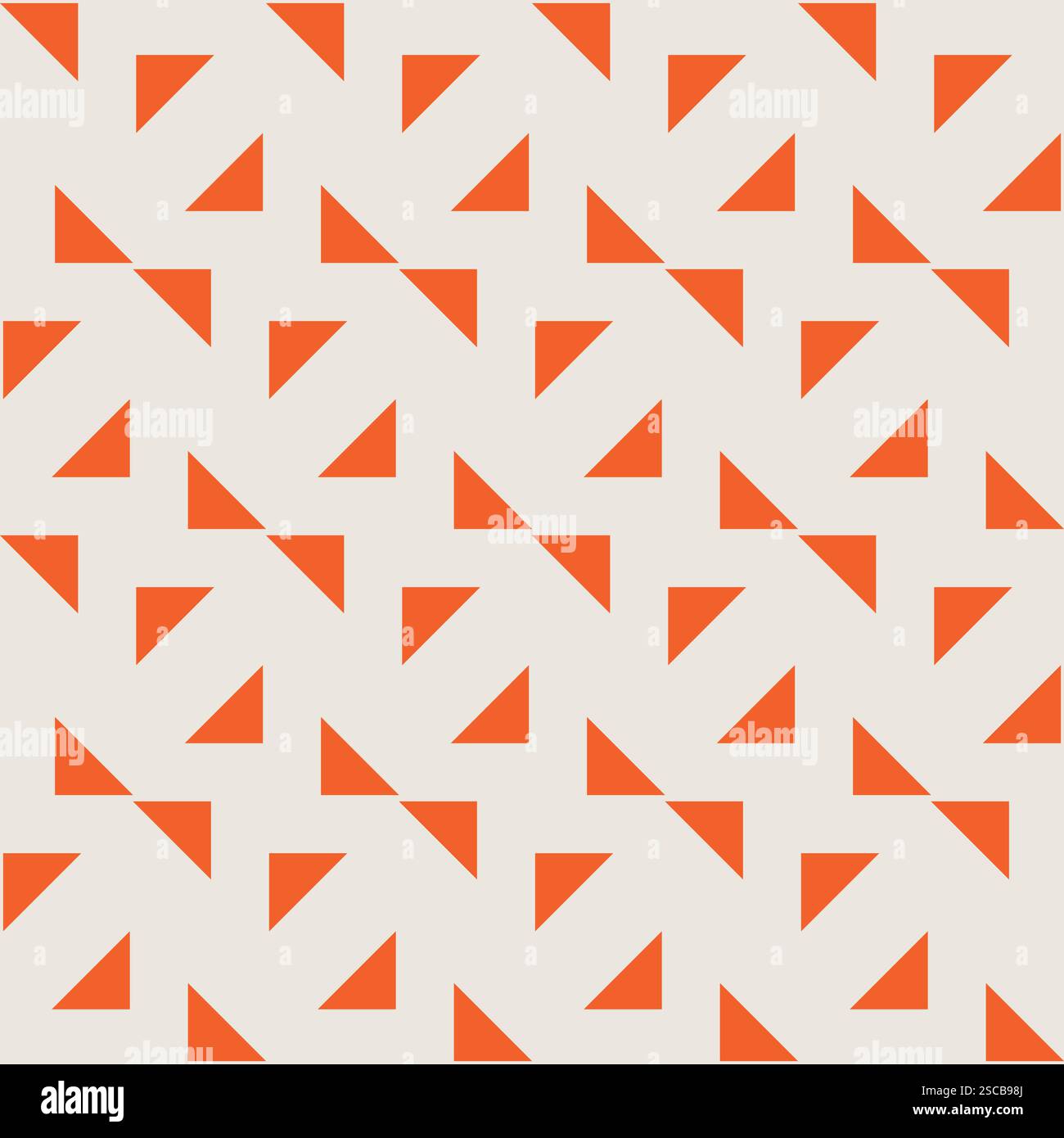 Trendy orange triangle seamless pattern. Cream white background. Stock Vector