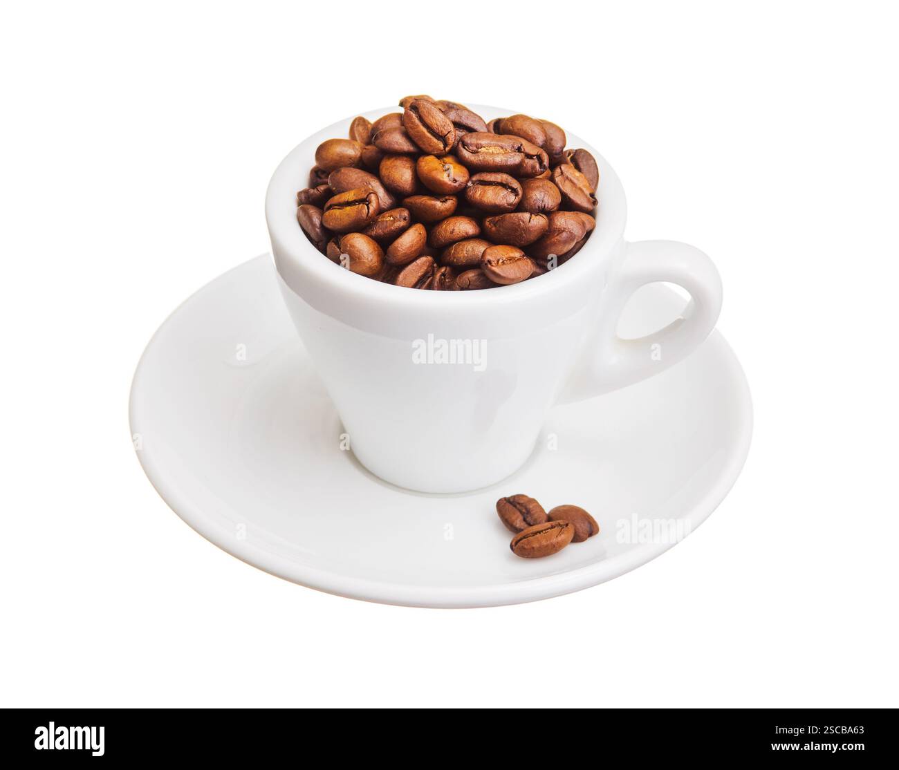 Cup with coffee beans isolated on white background Stock Photo - Alamy
