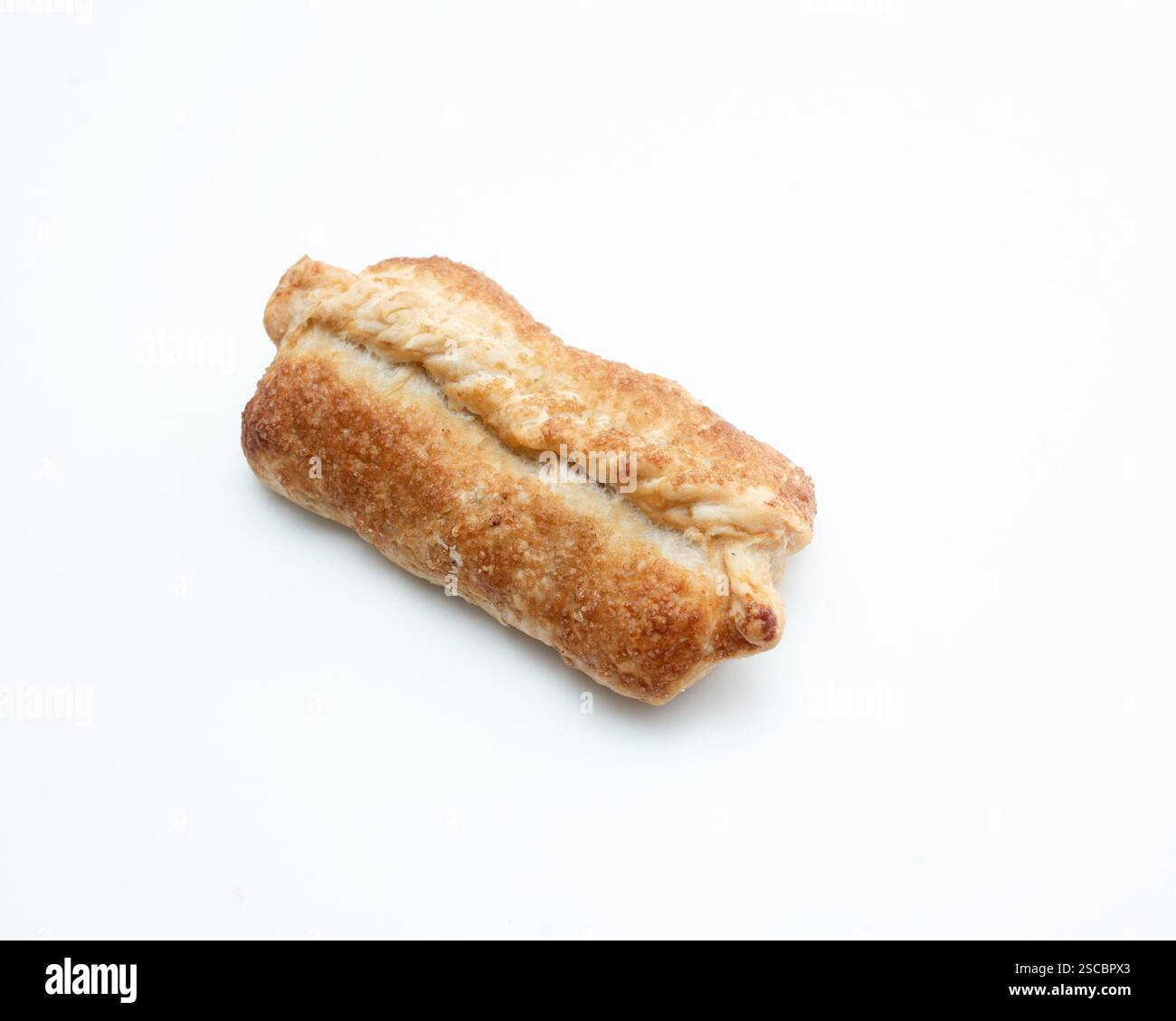 Two crispy apple pies isolated on white background. Stock Photo