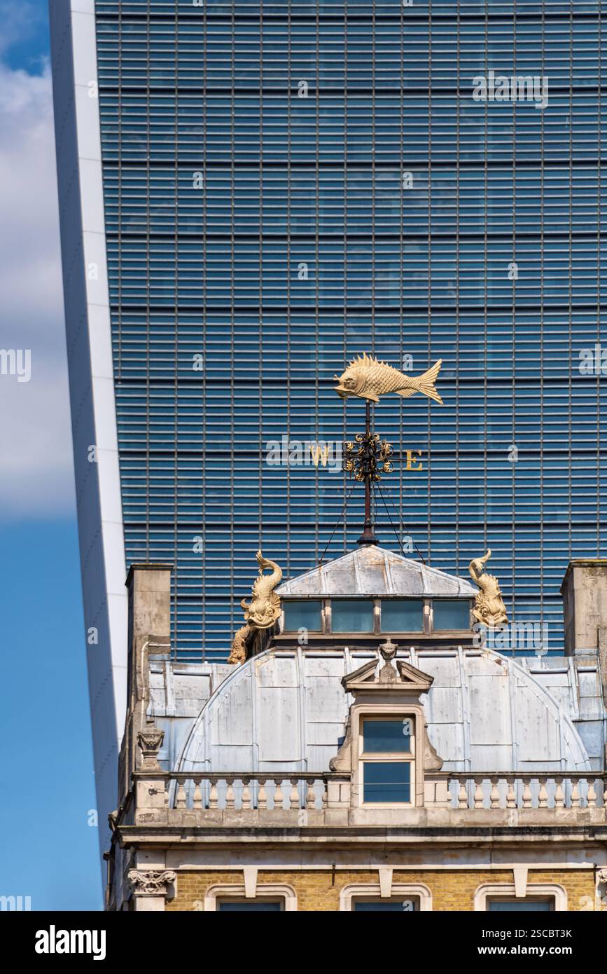 Old Billingsgate Fish Weather vane, London, UK Stock Photo