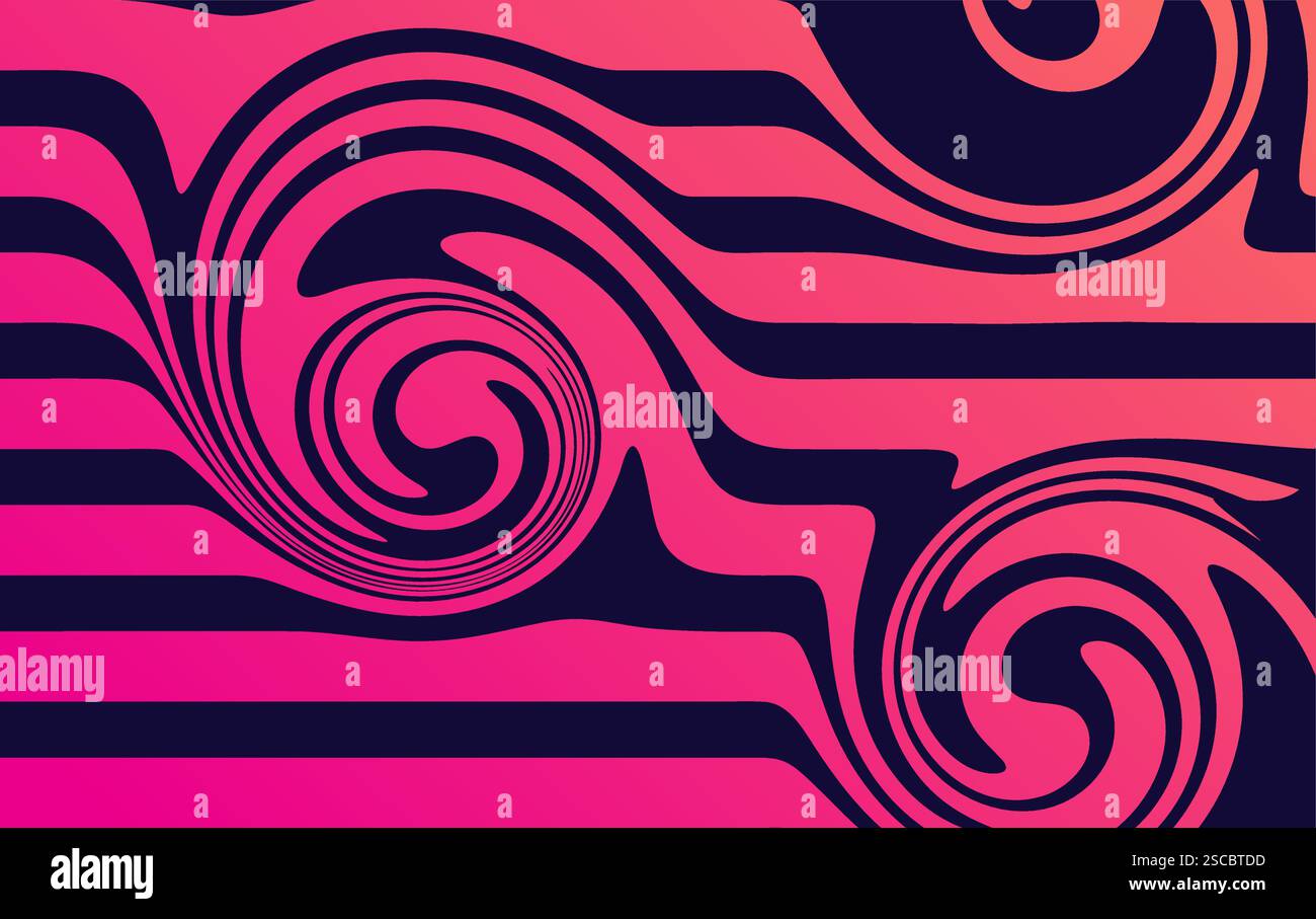 Abstract horizontal background with colorful waves. Optical Illusion vector Stock Vector