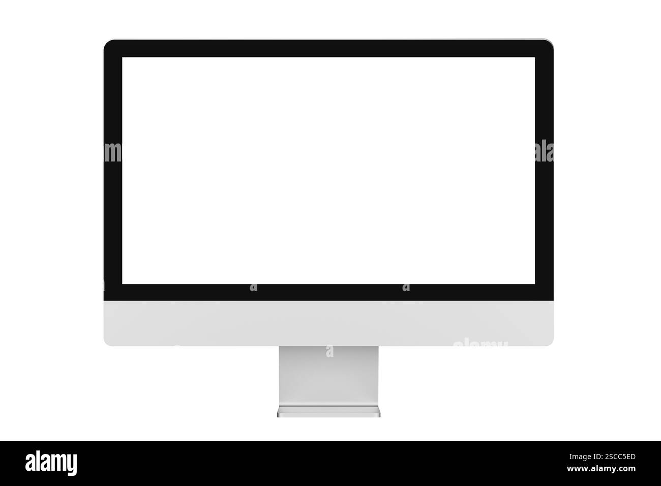 PC Computer Monitor Mockup with white screen isolated on white background Stock Photo