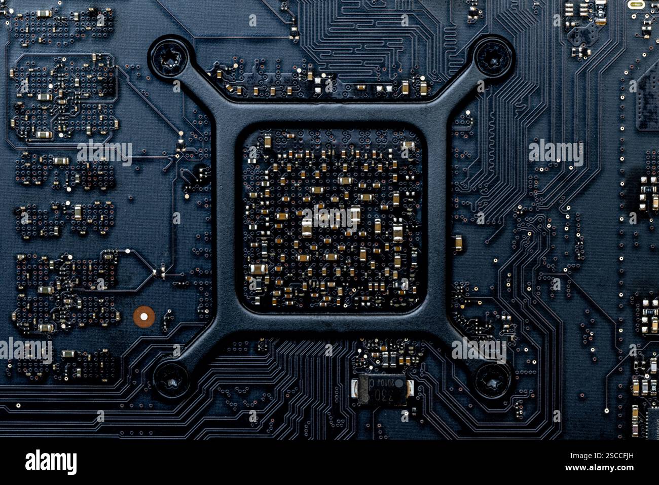 2012 Apple iMac mother board central processor with heat sink. Stock Photo
