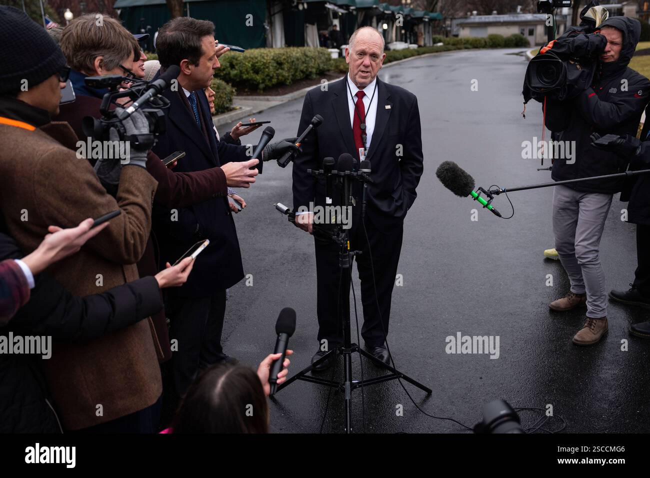 White House border czar Tom Homan speaks with reporters outside the ...