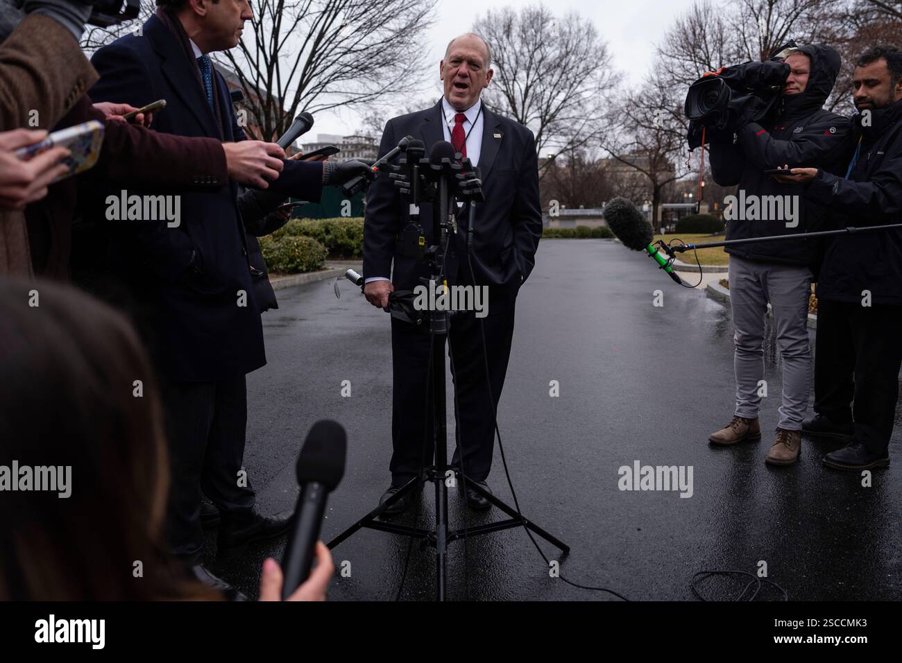 White House border czar Tom Homan speaks with reporters outside the ...
