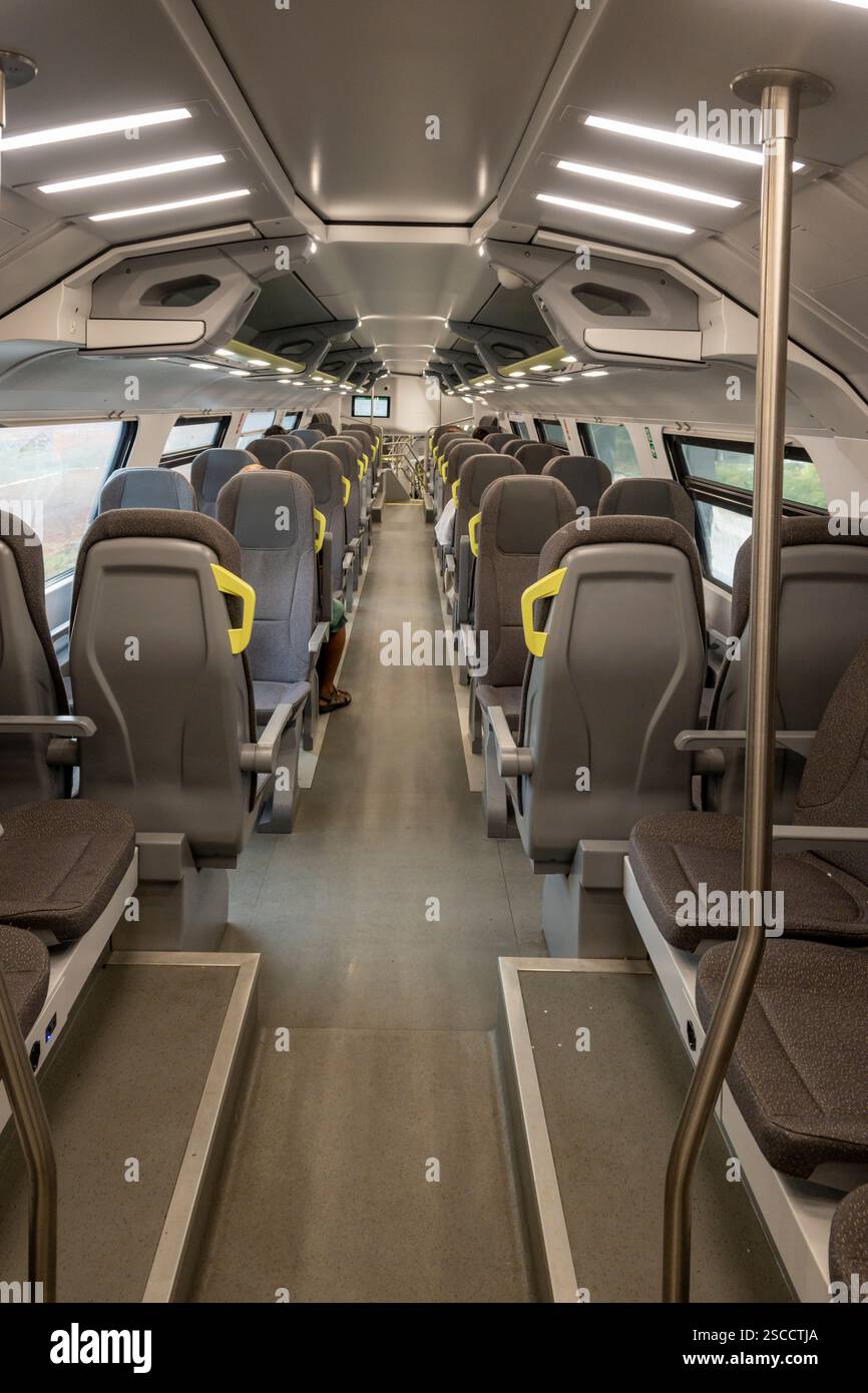Interior of a double decked passenger train in Italy Stock Photo - Alamy