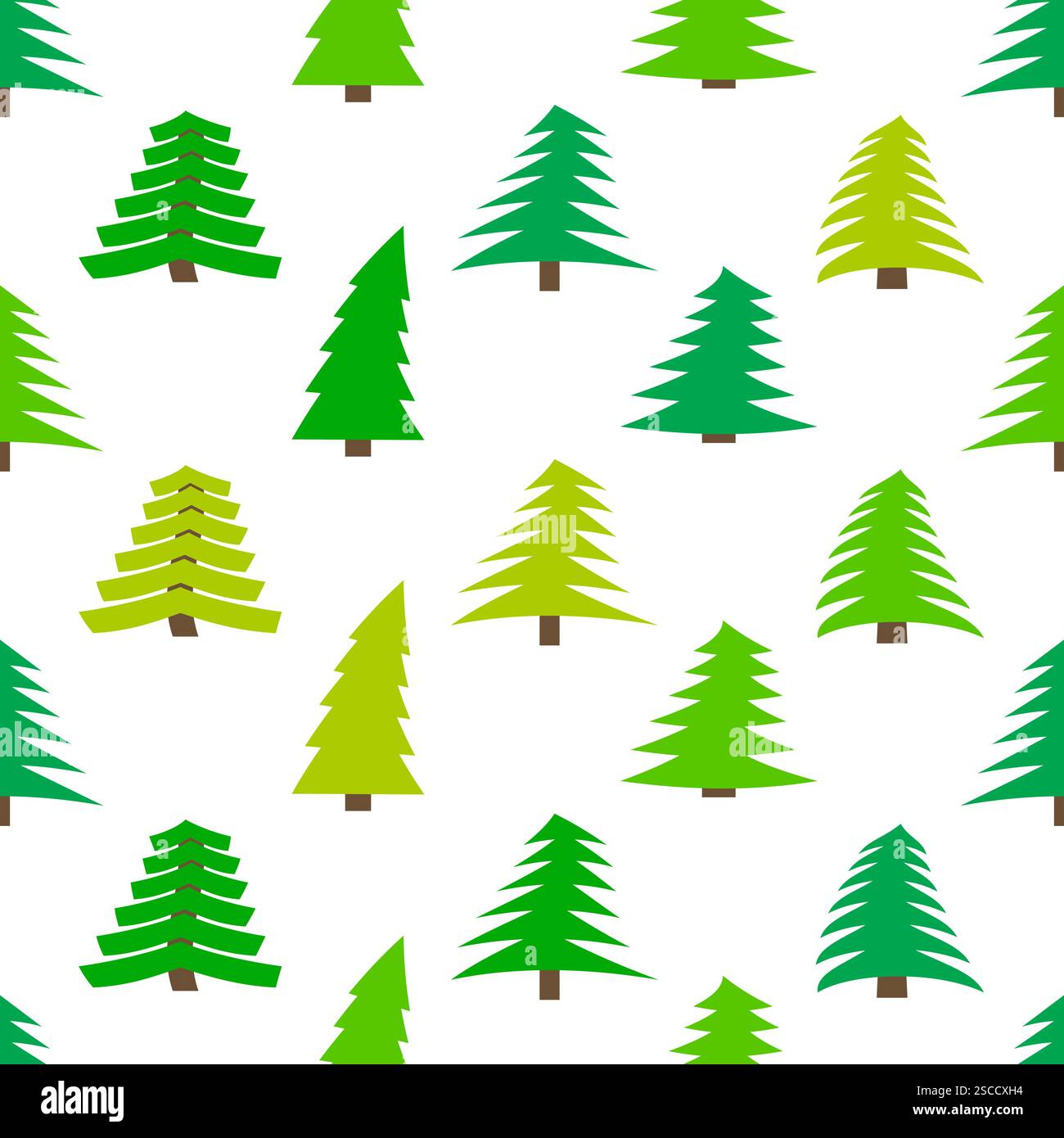 Seamless pattern with spruces on white background. Vector illustration Stock Vector