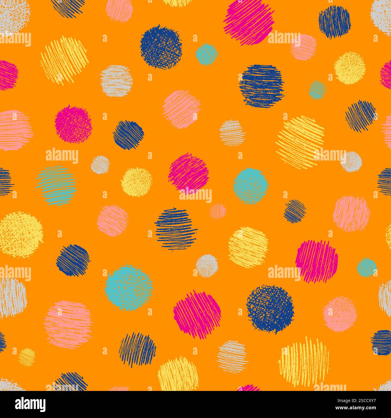 Seamless pattern with hand drawn black circle scribble smear. Abstract grunge texture. Vector illustration Stock Vector