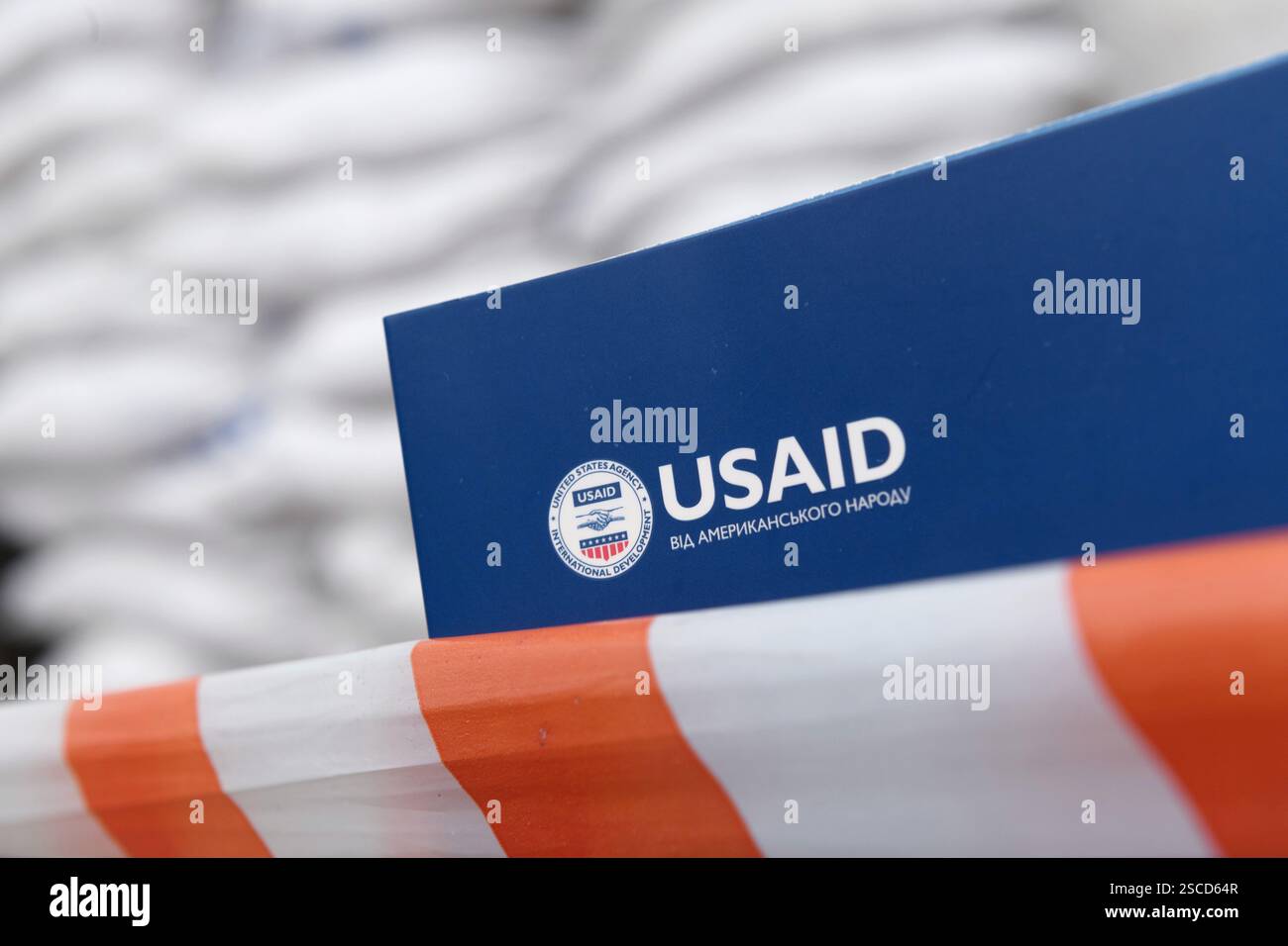 Non Exclusive KYIV UKRAINE FEBRUARY 6 2025 The United States Non Exclusive Kyiv Ukraine February 6 2025 The United States Agency For Development Usaid Logo Is Between The Caution Tape And 2SCD64R