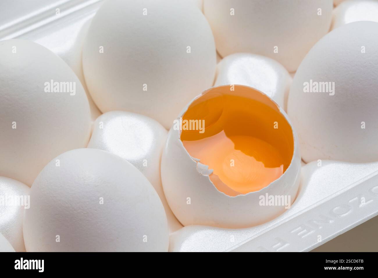 Chicken eggs in the cassette box on a white background Stock Photo - Alamy